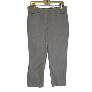 HILARY RADLEY Pinstripe Cropped Pants, Women’s L, Blue White